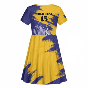 Barbados Royals Cricket Custom Kid Short Sleeve Dress Coat Of Arms Flag Style - African Pride