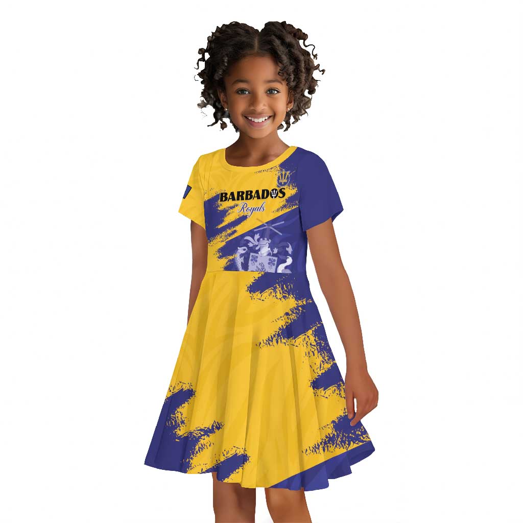 Barbados Royals Cricket Custom Kid Short Sleeve Dress Coat Of Arms Flag Style - African Pride