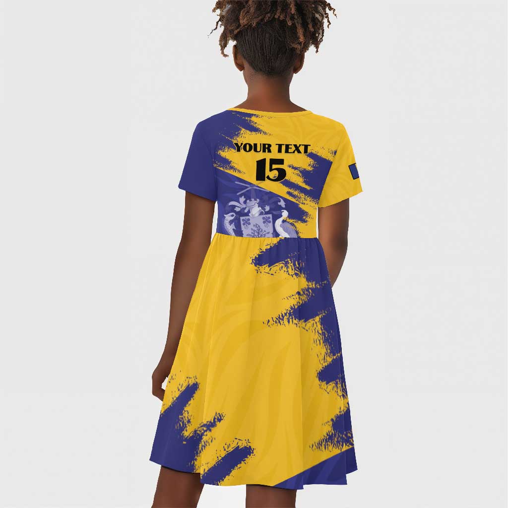 Barbados Royals Cricket Custom Kid Short Sleeve Dress Coat Of Arms Flag Style - African Pride