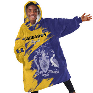 Barbados Royals Cricket Custom Kid Wearable Blanket Hoodie Coat Of Arms Flag Style - African Pride