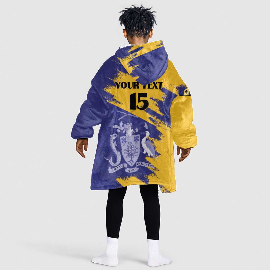 Barbados Royals Cricket Custom Kid Wearable Blanket Hoodie Coat Of Arms Flag Style - African Pride