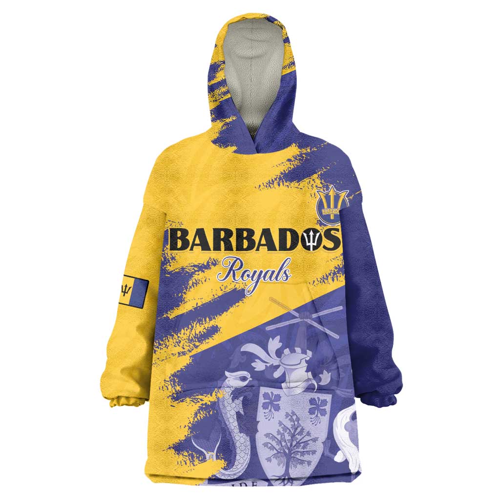 Barbados Royals Cricket Custom Kid Wearable Blanket Hoodie Coat Of Arms Flag Style - African Pride