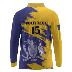 Barbados Royals Cricket Custom Long Sleeve Polo Shirt Coat Of Arms Flag Style - African Pride