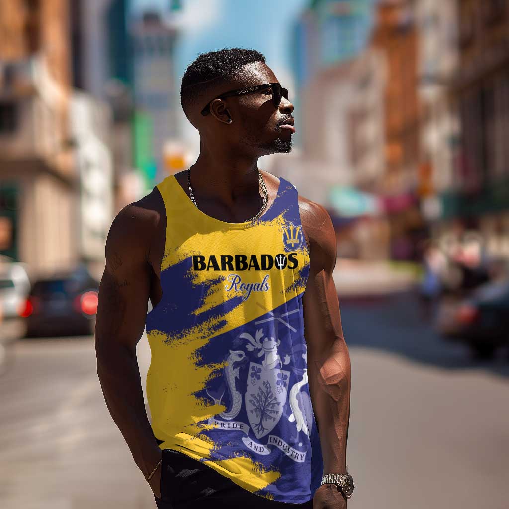 Barbados Royals Cricket Custom Men Tank Top Coat Of Arms Flag Style - African Pride