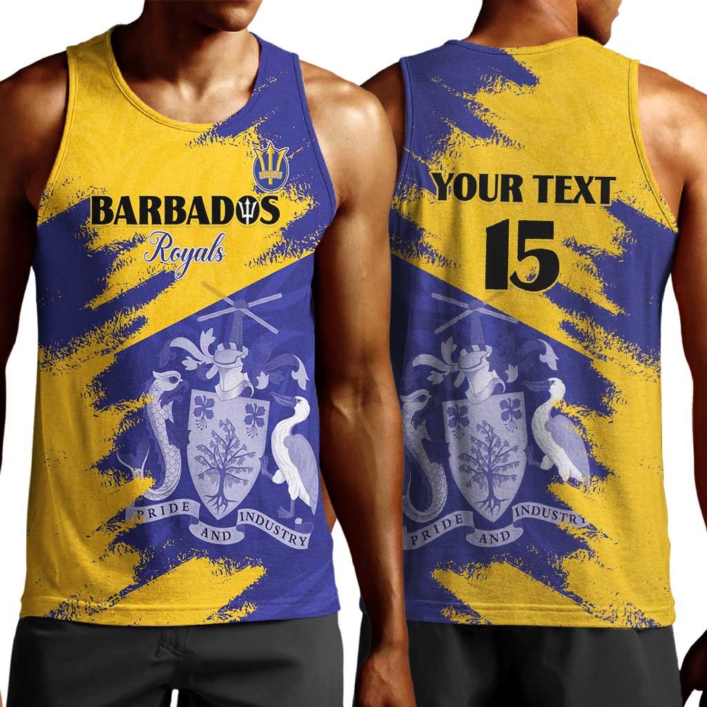 Barbados Royals Cricket Custom Men Tank Top Coat Of Arms Flag Style - African Pride