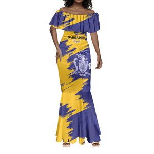 Barbados Royals Cricket Custom Mermaid Dress Coat Of Arms Flag Style - African Pride