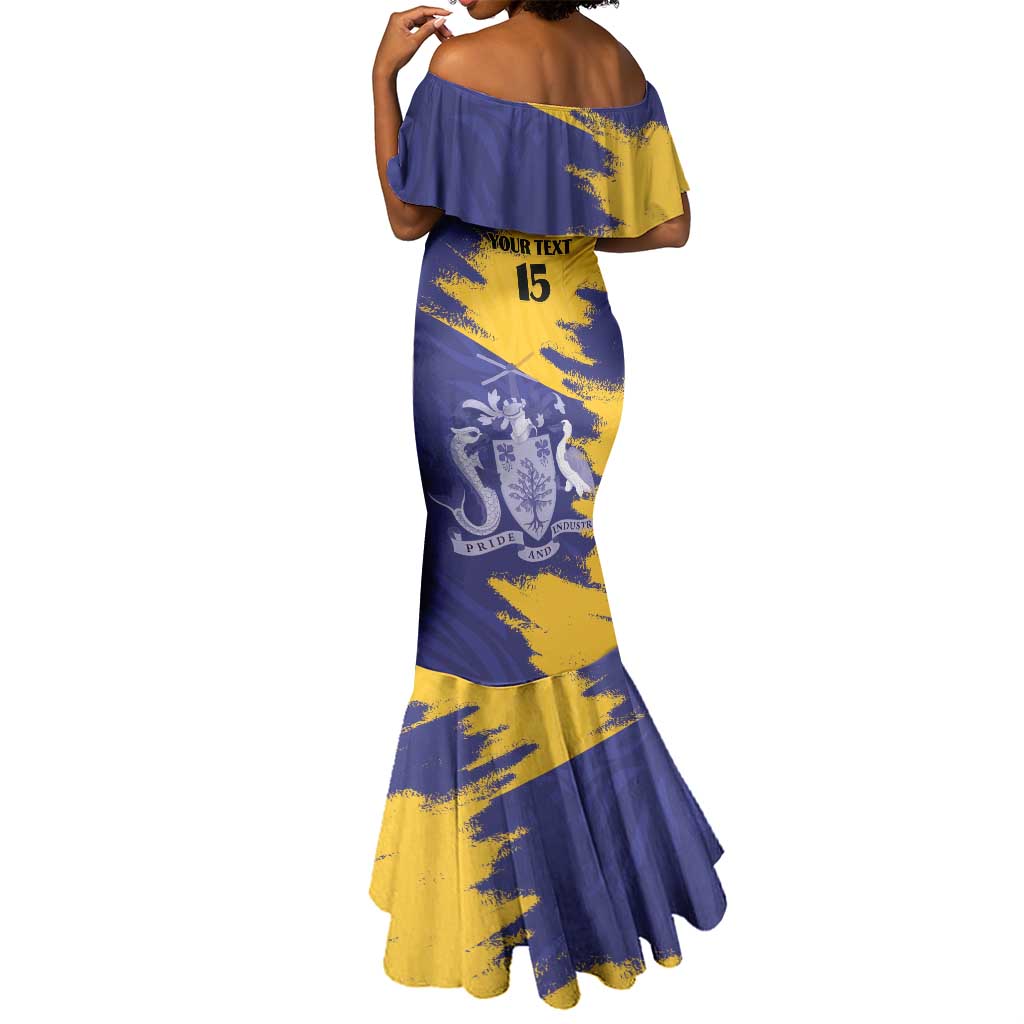 Barbados Royals Cricket Custom Mermaid Dress Coat Of Arms Flag Style - African Pride