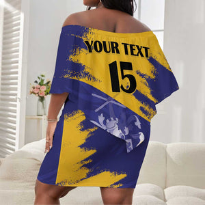 Barbados Royals Cricket Custom Off Shoulder Short Dress Coat Of Arms Flag Style - African Pride