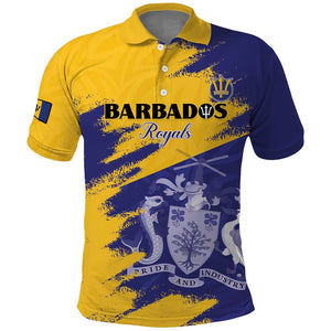 Barbados Royals Cricket Custom Polo Shirt Coat Of Arms Flag Style - African Pride