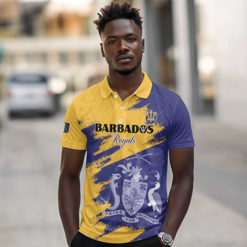 Barbados Royals Cricket Custom Polo Shirt Coat Of Arms Flag Style - African Pride
