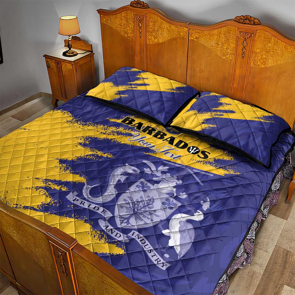 Barbados Royals Cricket Custom Quilt Bed Set Coat Of Arms Flag Style - African Pride