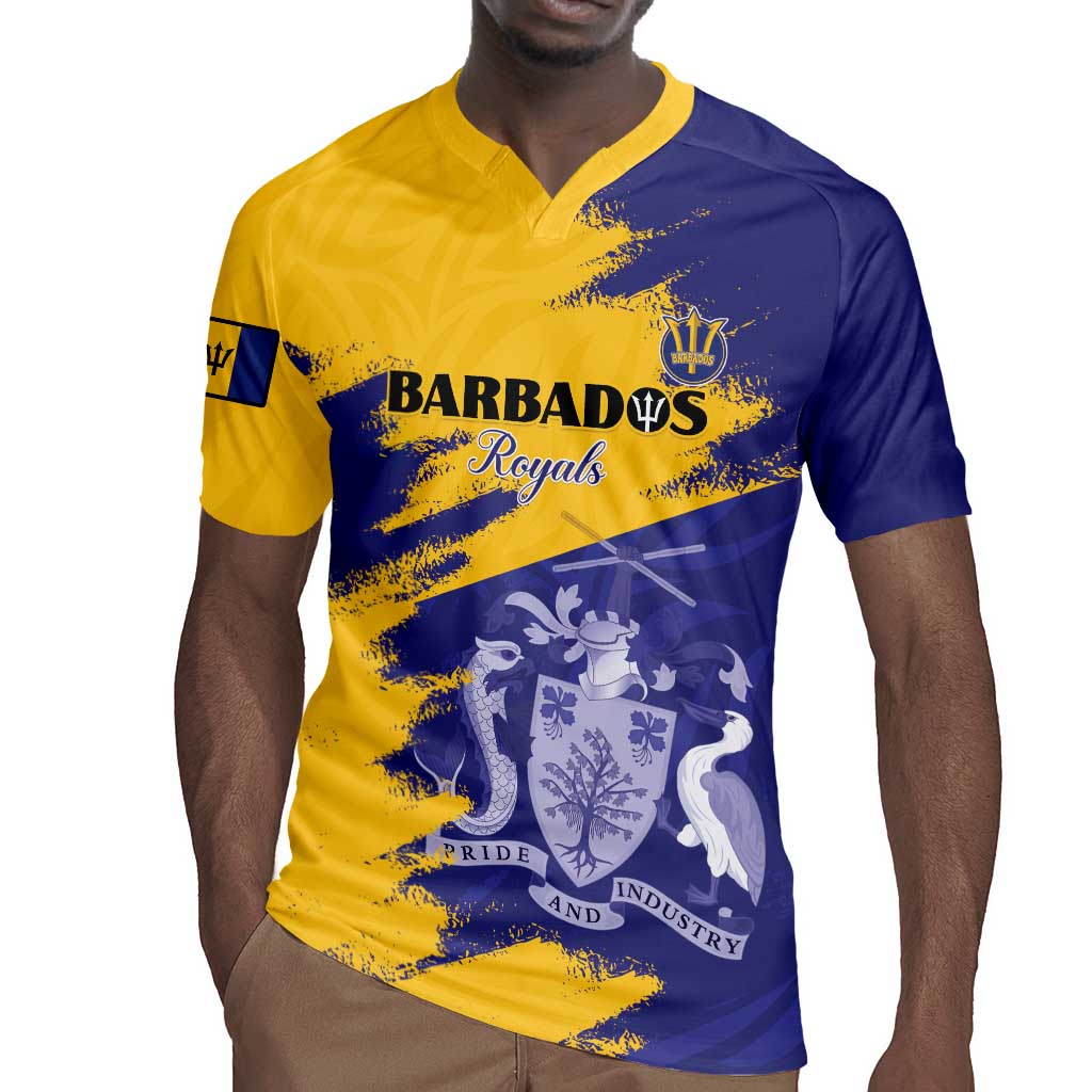 Barbados Royals Cricket Custom Rugby Jersey Coat Of Arms Flag Style - African Pride