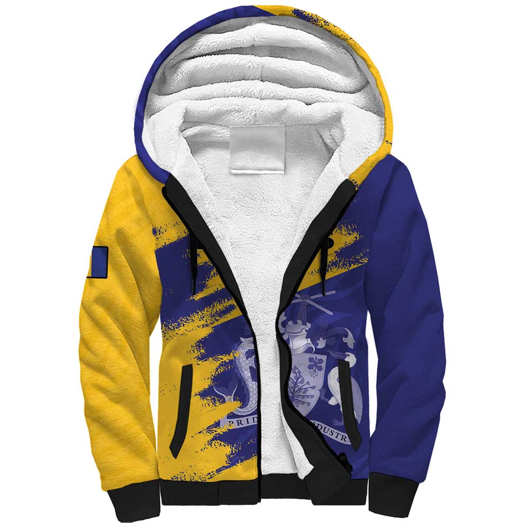 Barbados Royals Cricket Custom Sherpa Hoodie Coat Of Arms Flag Style - African Pride