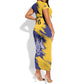 Barbados Royals Cricket Custom Short Sleeve Bodycon Dress Coat Of Arms Flag Style - African Pride