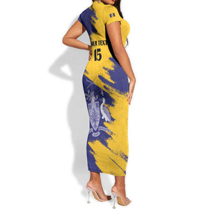 Barbados Royals Cricket Custom Short Sleeve Bodycon Dress Coat Of Arms Flag Style - African Pride