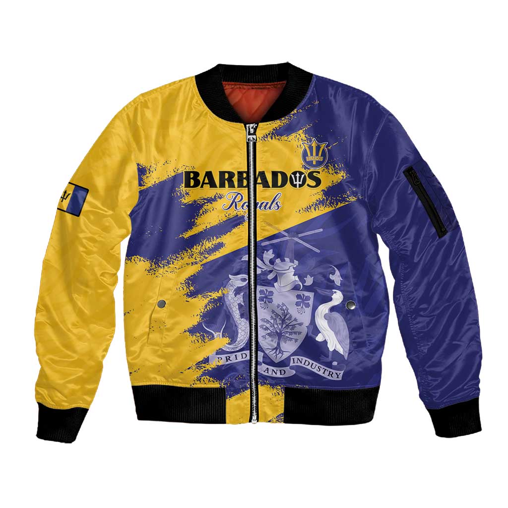 Barbados Royals Cricket Custom Sleeve Zip Bomber Jacket Coat Of Arms Flag Style - African Pride
