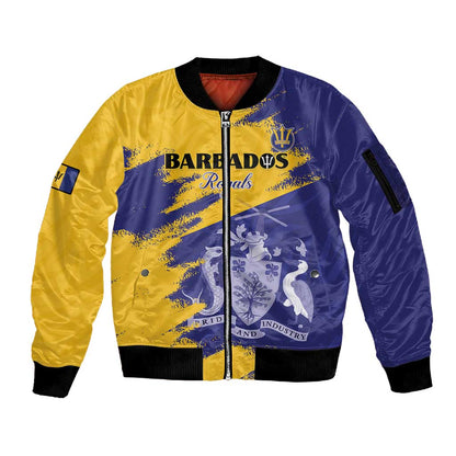 Barbados Royals Cricket Custom Sleeve Zip Bomber Jacket Coat Of Arms Flag Style - African Pride