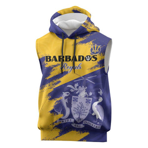 Barbados Royals Cricket Sleeveless Hoodie Coat Of Arms Flag Style - African Pride