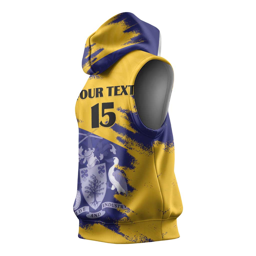 Barbados Royals Cricket Sleeveless Hoodie Coat Of Arms Flag Style - African Pride