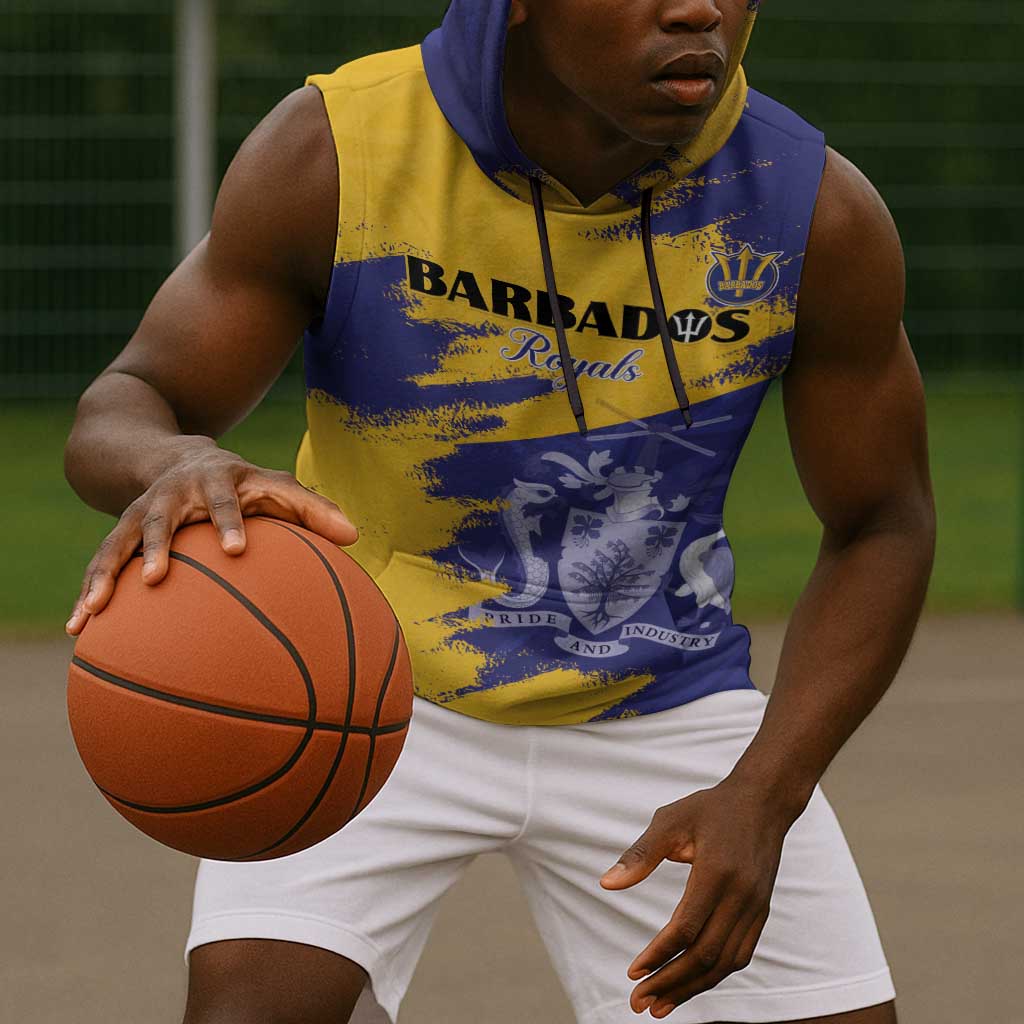 Barbados Royals Cricket Sleeveless Hoodie Coat Of Arms Flag Style - African Pride