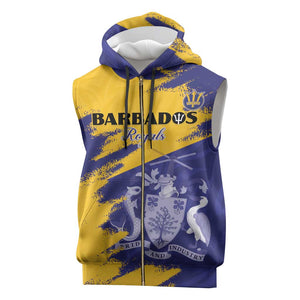 Barbados Royals Cricket Sleeveless Zip Hoodie Coat Of Arms Flag Style - African Pride