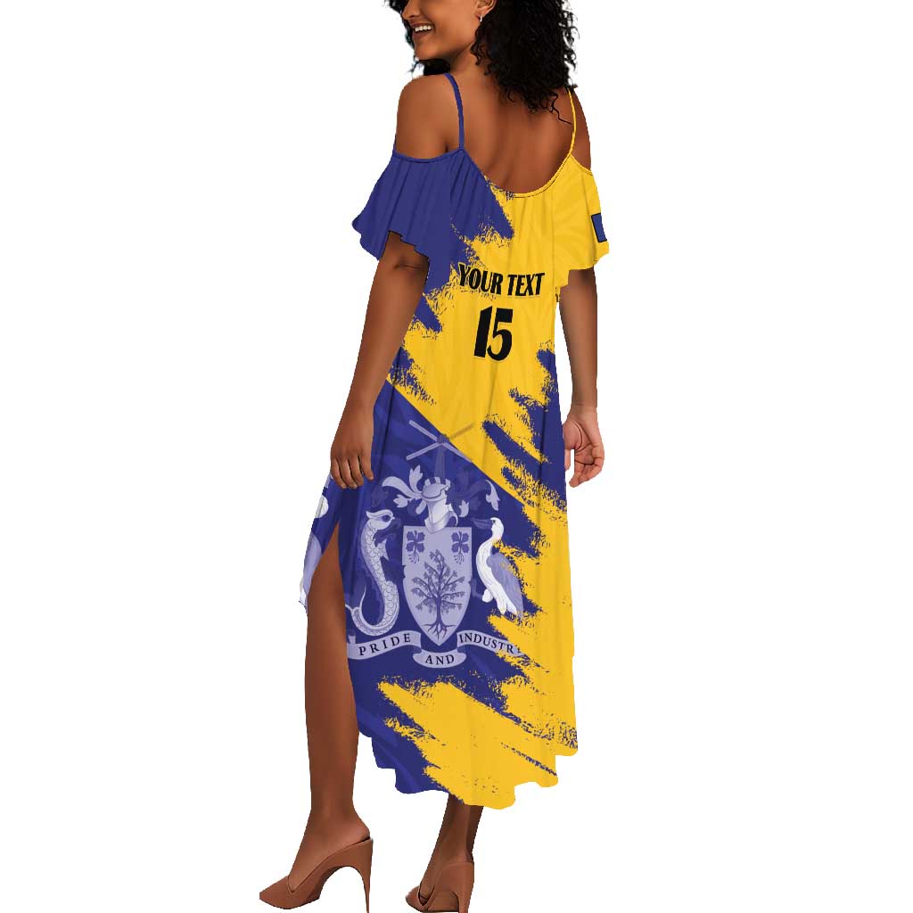 Barbados Royals Cricket Custom Summer Maxi Dress Coat Of Arms Flag Style - African Pride
