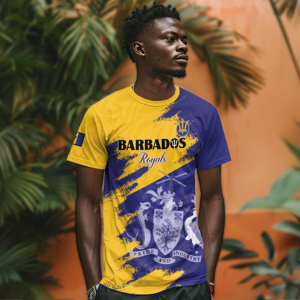 Barbados Royals Cricket Custom T shirt Coat Of Arms Flag Style - African Pride
