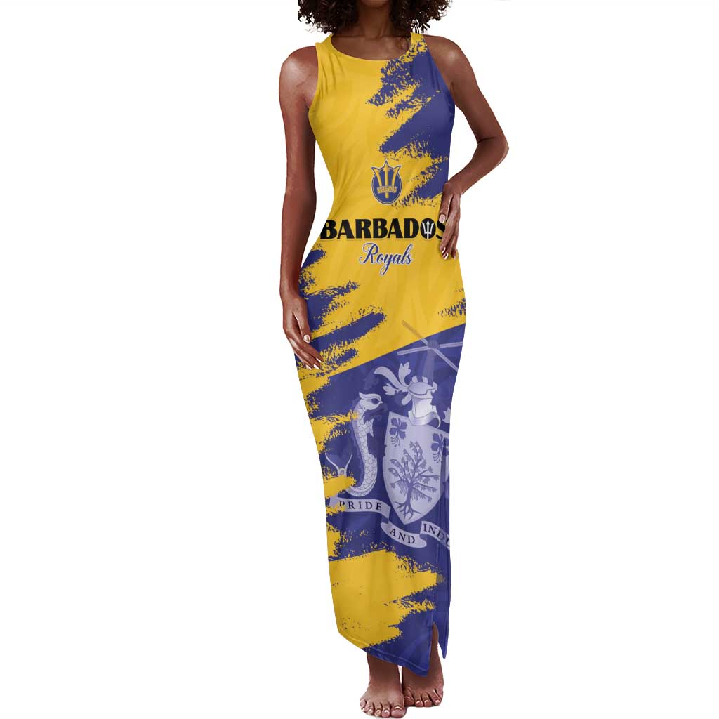 Barbados Royals Cricket Custom Tank Maxi Dress Coat Of Arms Flag Style - African Pride