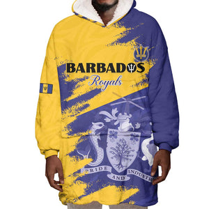 Barbados Royals Cricket Custom Wearable Blanket Hoodie Coat Of Arms Flag Style - African Pride