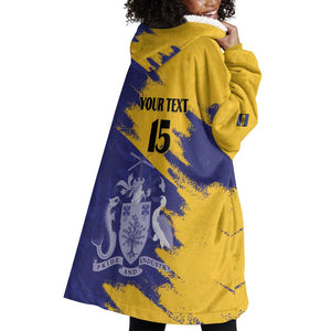 Barbados Royals Cricket Custom Wearable Blanket Hoodie Coat Of Arms Flag Style - African Pride