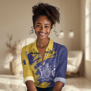 Barbados Royals Cricket Custom Women Casual Shirt Coat Of Arms Flag Style - African Pride