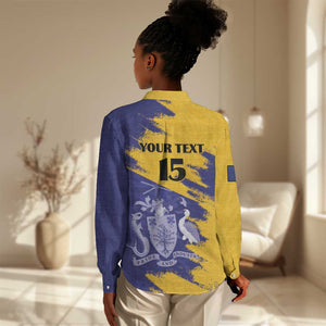 Barbados Royals Cricket Custom Women Casual Shirt Coat Of Arms Flag Style - African Pride