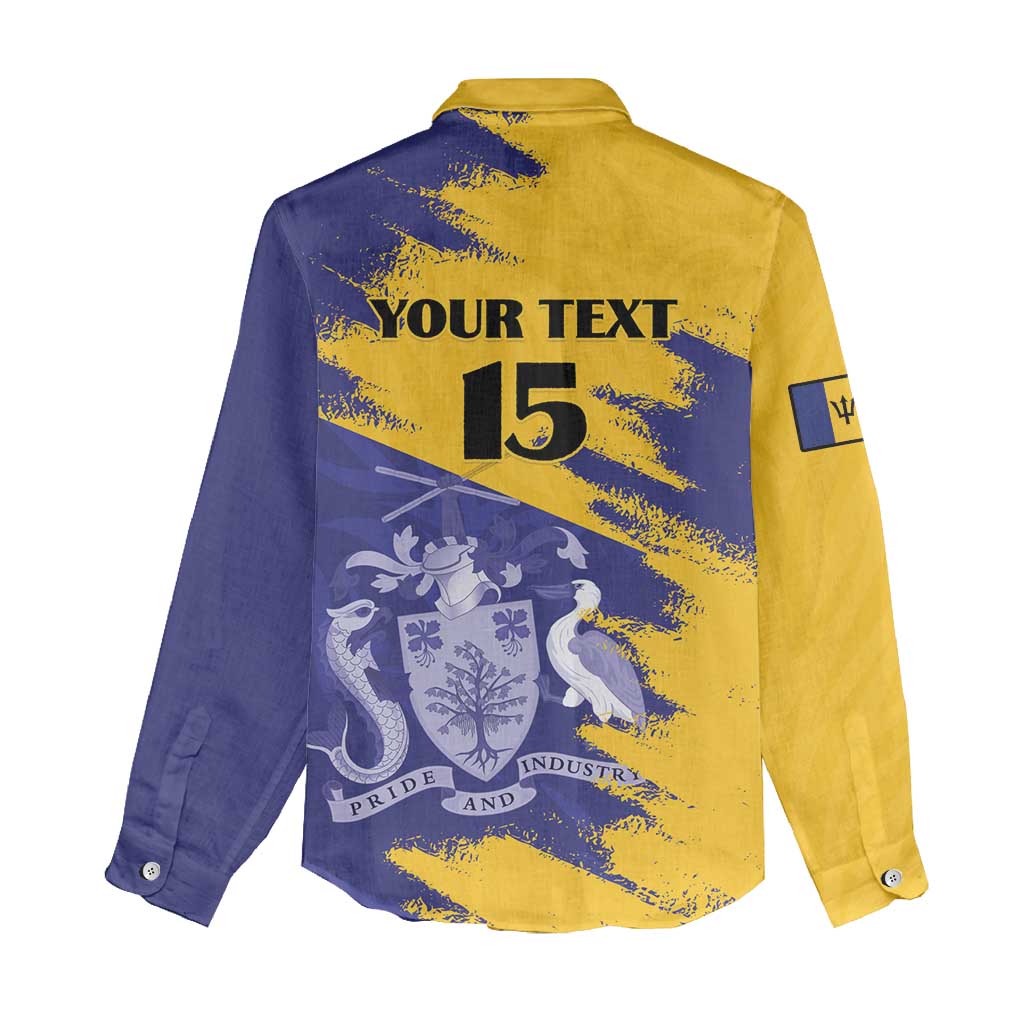 Barbados Royals Cricket Custom Women Casual Shirt Coat Of Arms Flag Style - African Pride