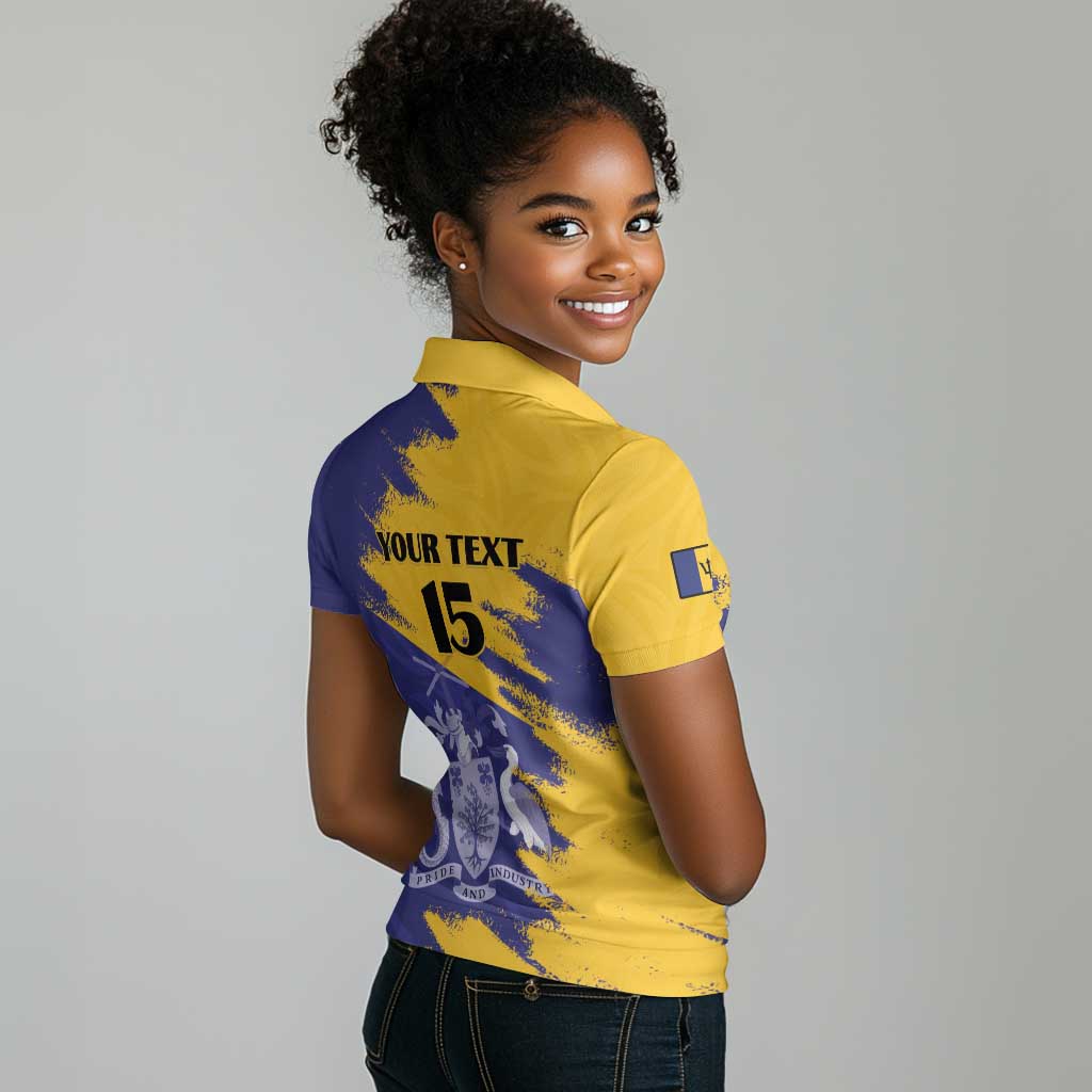 Barbados Royals Cricket Custom Women Polo Shirt Coat Of Arms Flag Style - African Pride