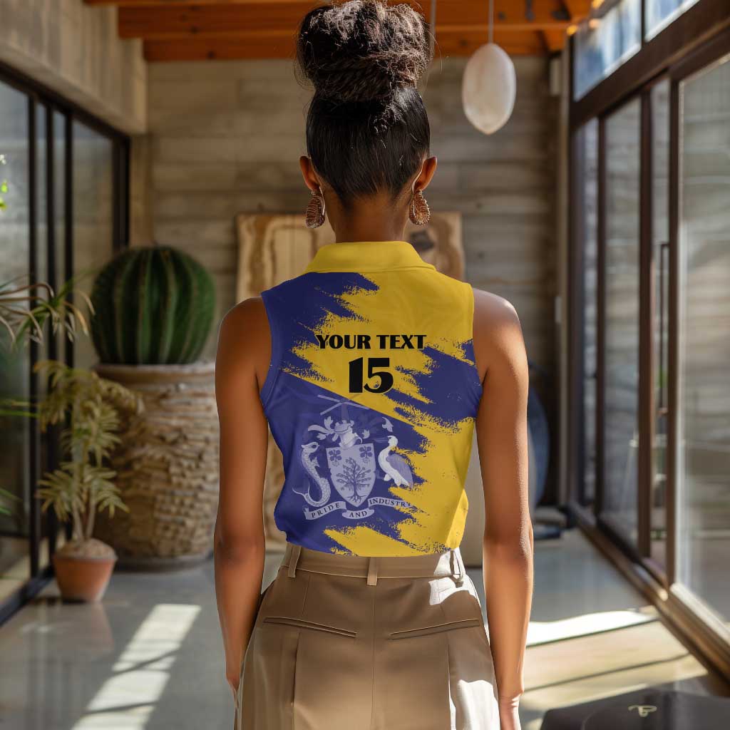 Barbados Royals Cricket Custom Women Sleeveless Polo Shirt Coat Of Arms Flag Style - African Pride