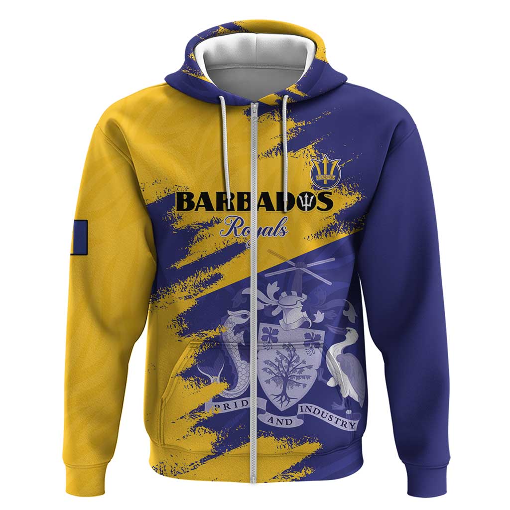 Barbados Royals Cricket Custom Zip Hoodie Coat Of Arms Flag Style - African Pride