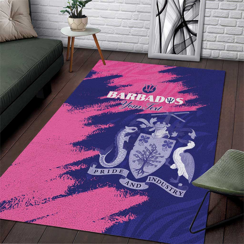 Barbados Royals Cricket Custom Area Rug Coat Of Arms Pink - Blue Color - African Pride
