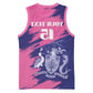 Barbados Royals Cricket Basketball Jersey Coat Of Arms Pink - Blue Color - African Pride
