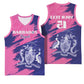 Barbados Royals Cricket Basketball Jersey Coat Of Arms Pink - Blue Color - African Pride