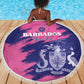 Barbados Royals Cricket Custom Beach Blanket Coat Of Arms Pink - Blue Color - African Pride