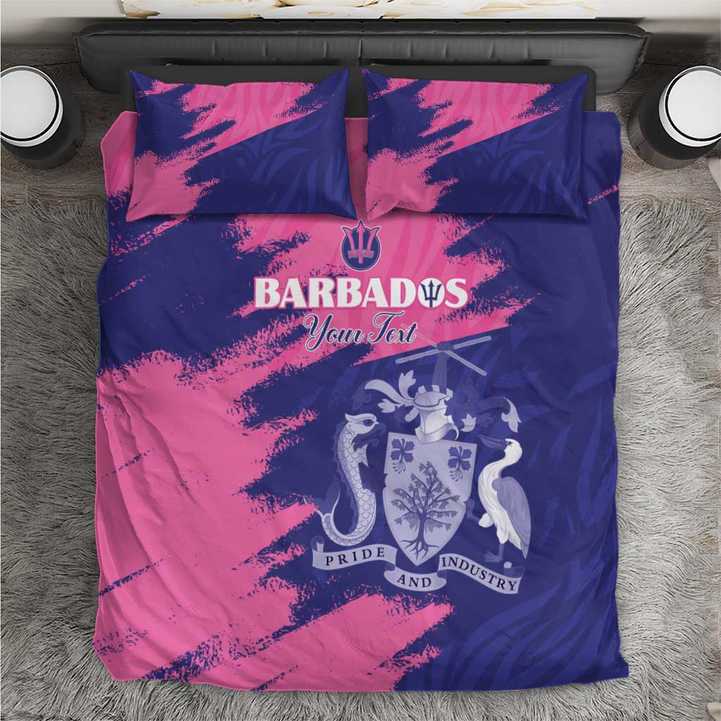 Barbados Royals Cricket Custom Bedding Set Coat Of Arms Pink - Blue Color - African Pride