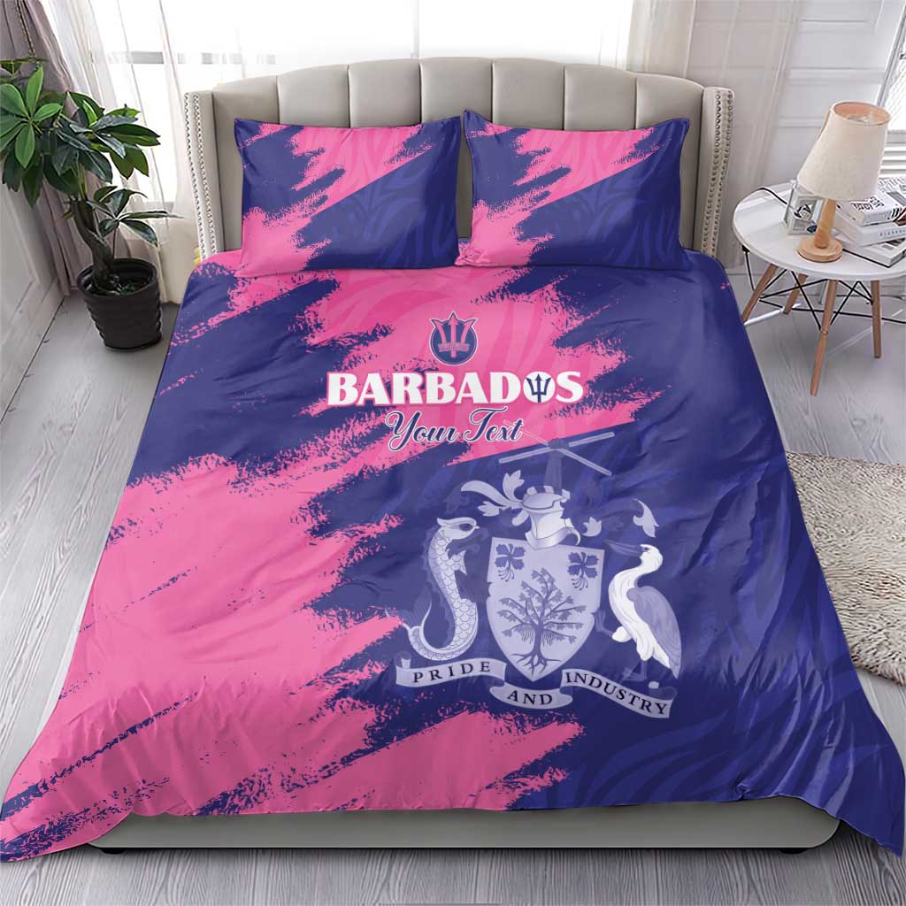 Barbados Royals Cricket Custom Bedding Set Coat Of Arms Pink - Blue Color - African Pride