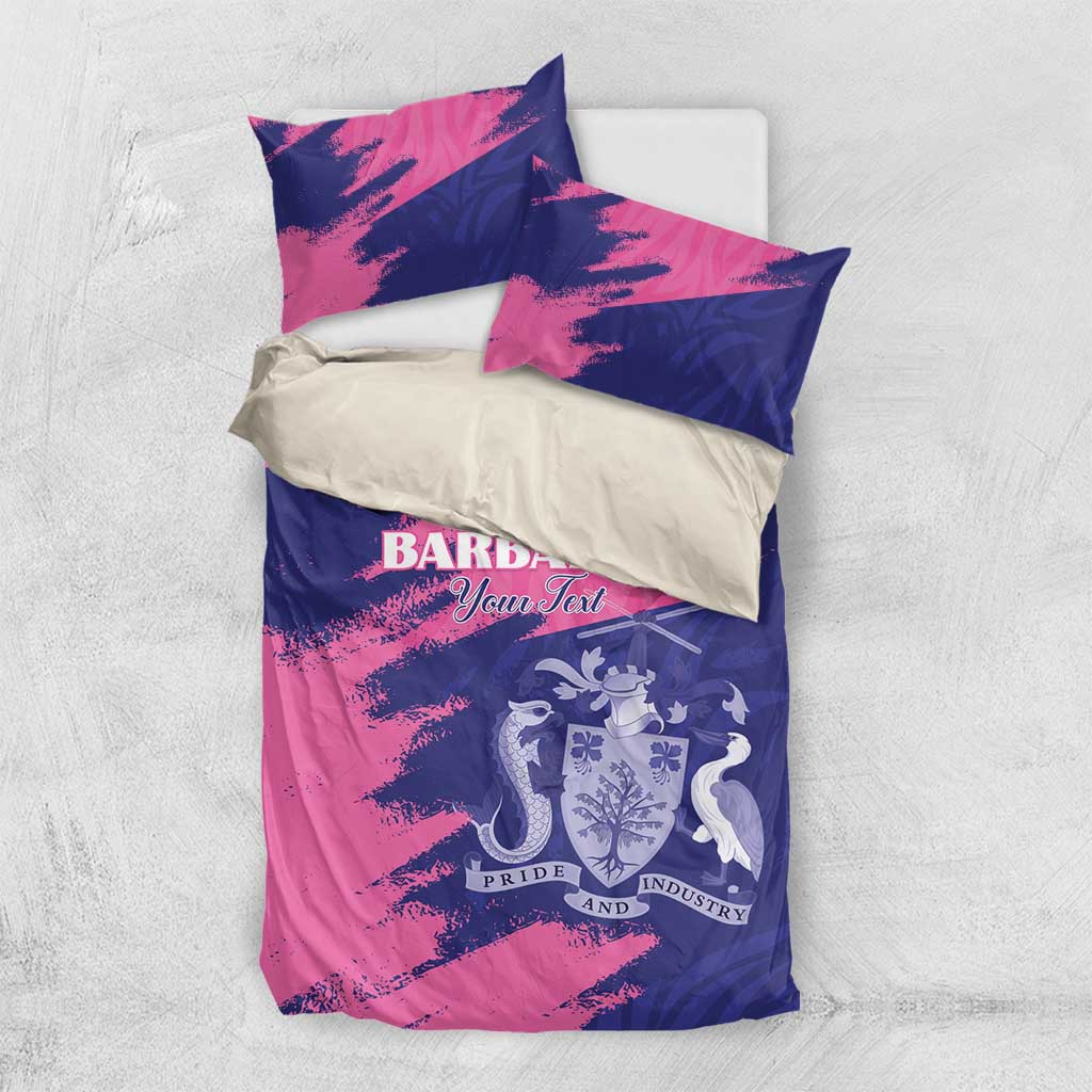 Barbados Royals Cricket Custom Bedding Set Coat Of Arms Pink - Blue Color - African Pride