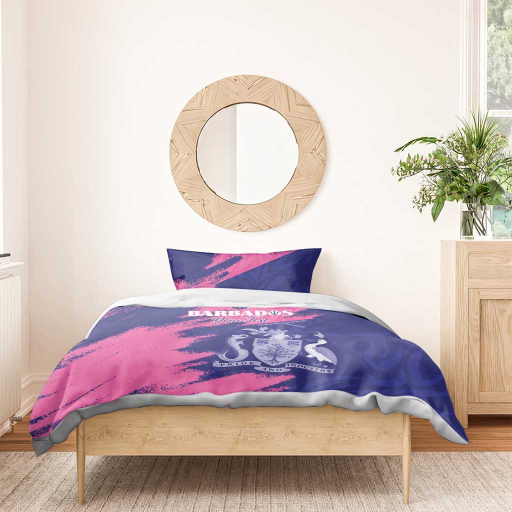 Barbados Royals Cricket Custom Bedding Set Coat Of Arms Pink - Blue Color - African Pride