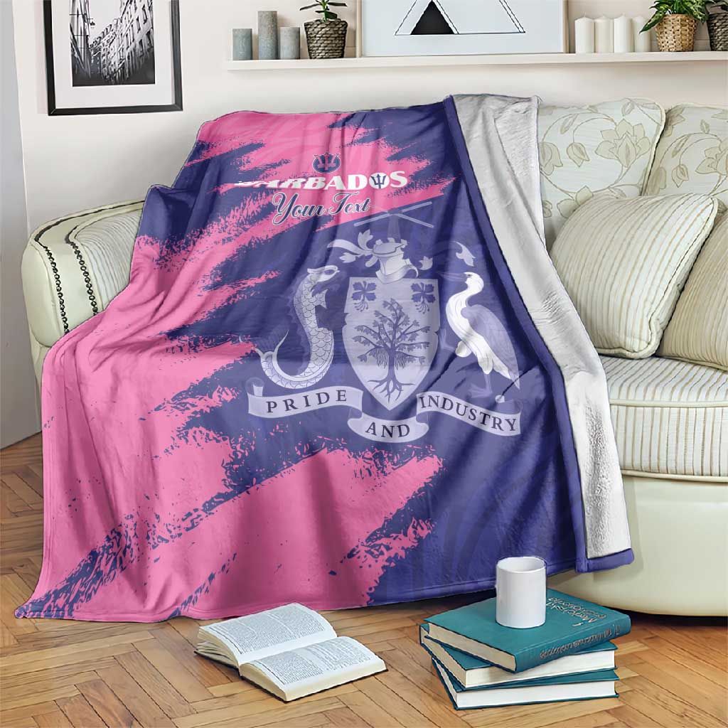 Barbados Royals Cricket Custom Blanket Coat Of Arms Pink - Blue Color - African Pride