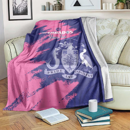 Barbados Royals Cricket Custom Blanket Coat Of Arms Pink - Blue Color - African Pride