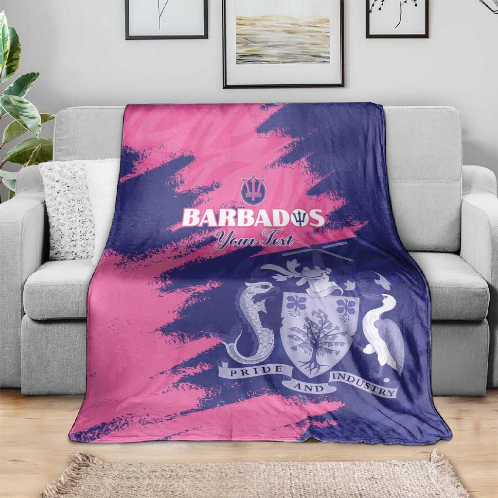 Barbados Royals Cricket Custom Blanket Coat Of Arms Pink - Blue Color - African Pride