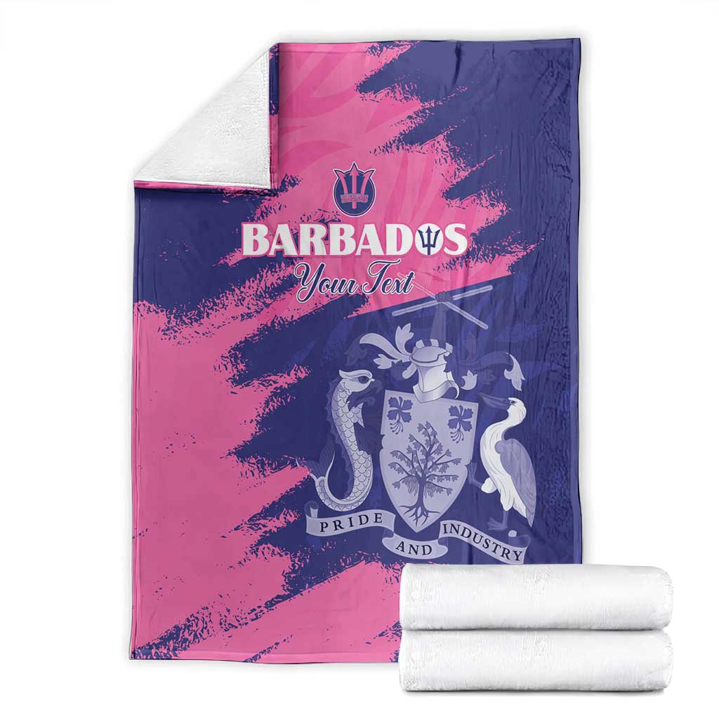 Barbados Royals Cricket Custom Blanket Coat Of Arms Pink - Blue Color - African Pride