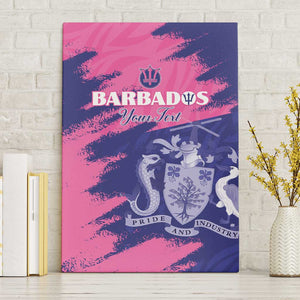 Barbados Royals Cricket Custom Canvas Wall Art Coat Of Arms Pink - Blue Color - African Pride