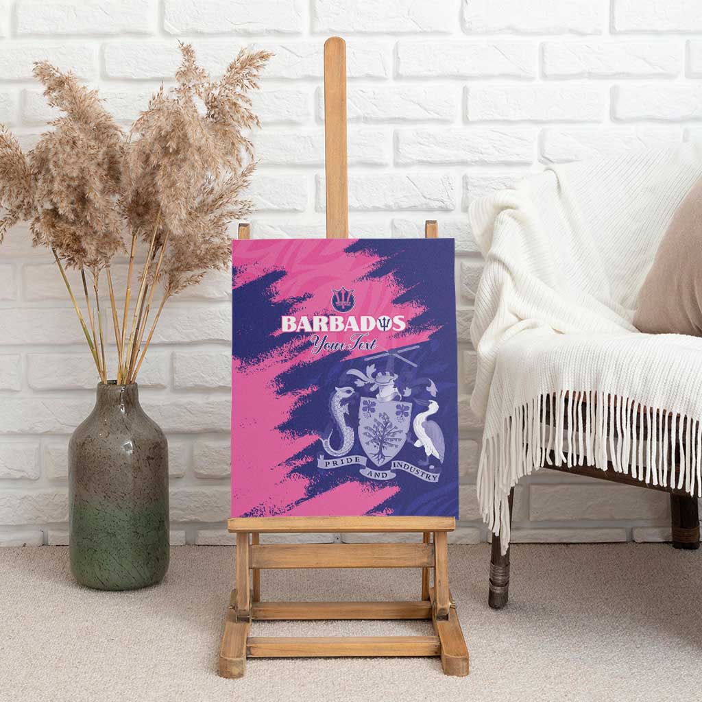 Barbados Royals Cricket Custom Canvas Wall Art Coat Of Arms Pink - Blue Color - African Pride